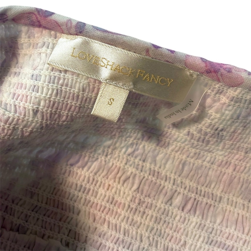 LoveShackFancy Sonora Ruffled Smocked Mini Dress Purple Floral Sz Small NWOT - Picture 11 of 12